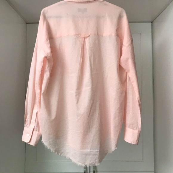 Line the Label Women’s 💯 % Cotton Pink Button up Long Sleeve Shirt US S - Picture 3 of 7